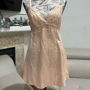 Auden Peach Satin Slip Dress